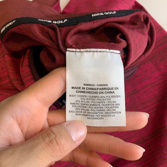 Nike Top Womens S Small Sangria Golf Zonal Cooling Half Zip Long Sleeve Wicking - Picture 8 of 11